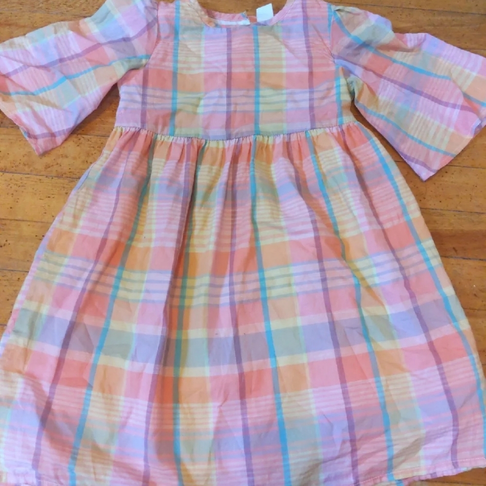 Coral and pink plaid baby gap dress